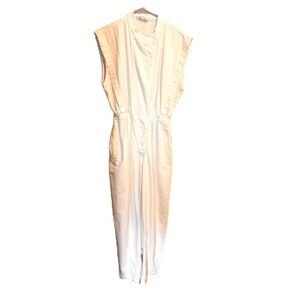Zara White Denim Jumpsuit, Sleeveless! Size L. Excellent Pre-Owned Condition.